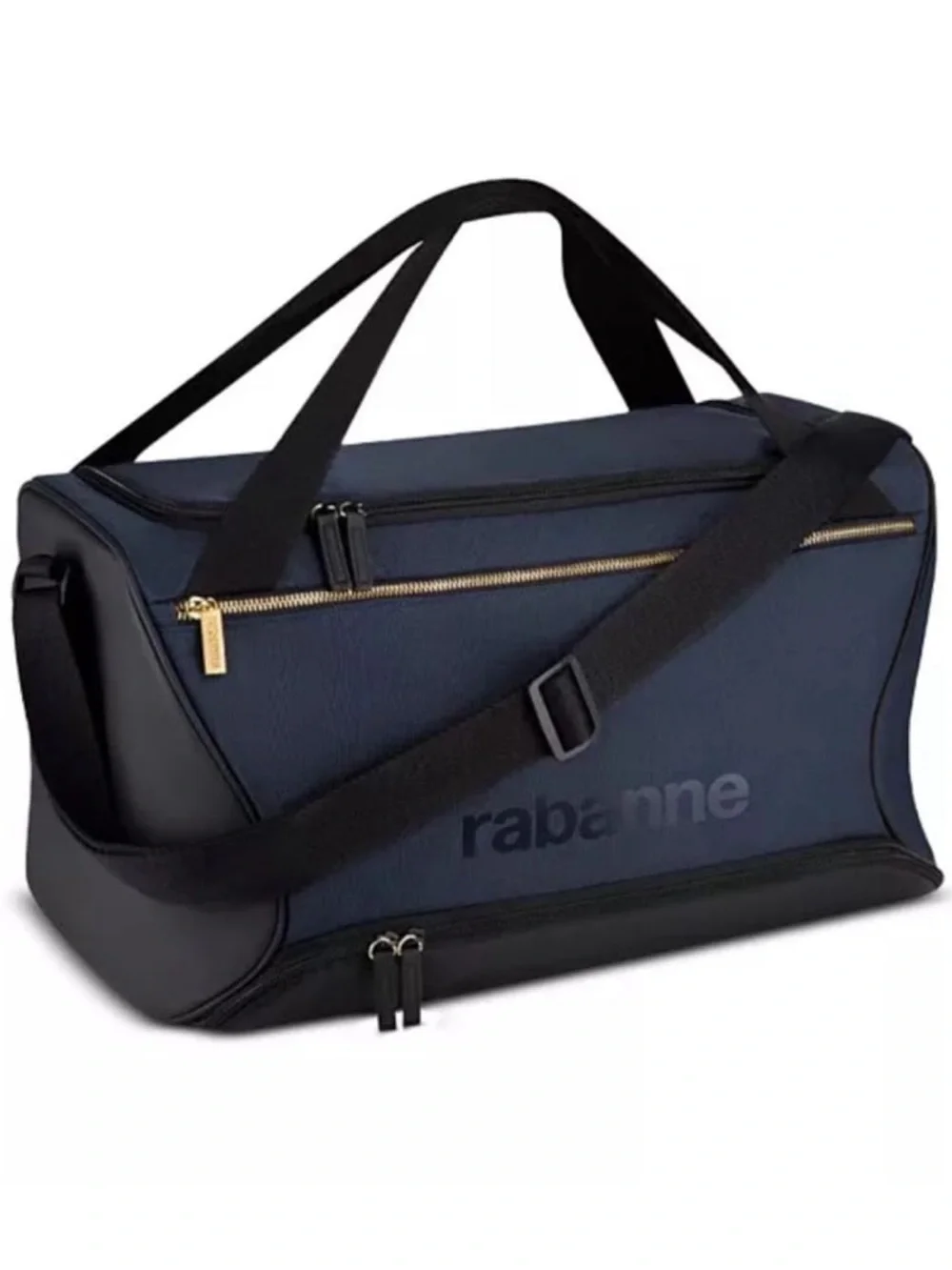 Paco Rabanne Navy and Black Duffel Bag with Gold Zipper